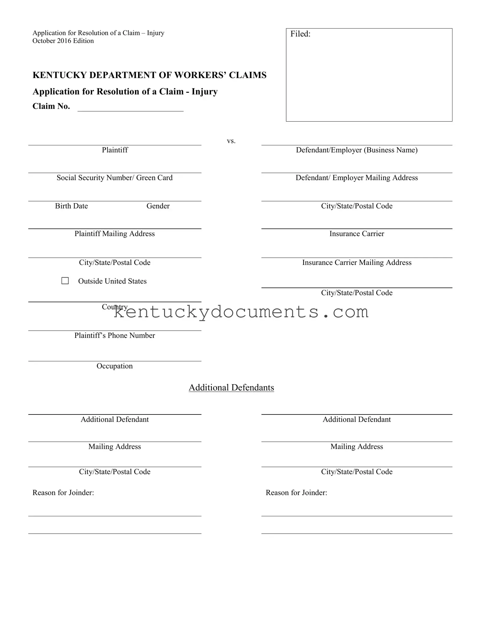 Fill Out a Valid Kentucky 101 Form