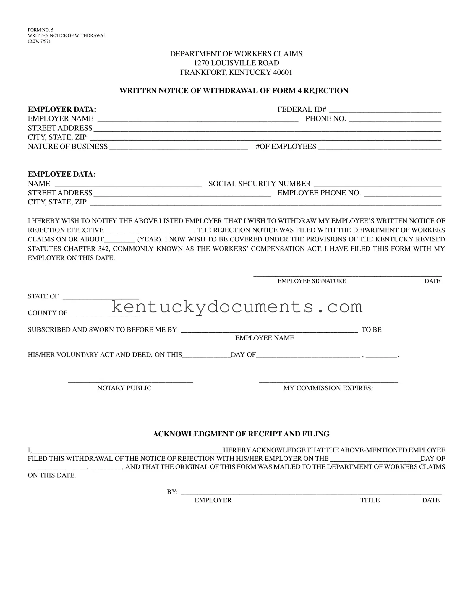 Fill Out a Valid Kentucky 5 Form