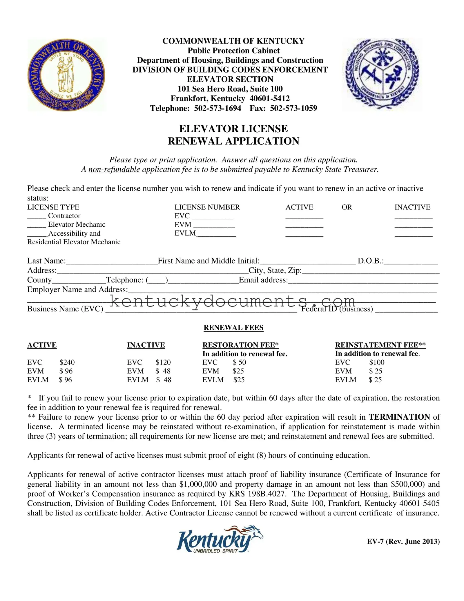 Fill Out a Valid Kentucky Ev 7 Form