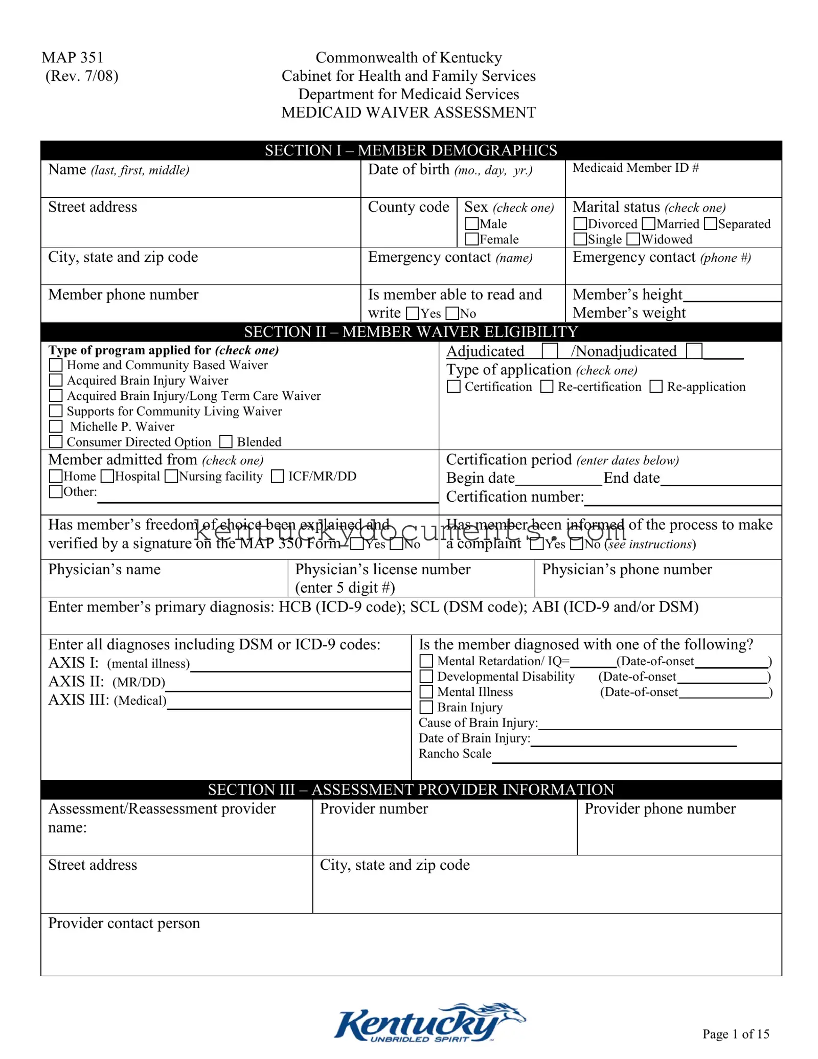 Fill Out a Valid Kentucky Map 351 Form