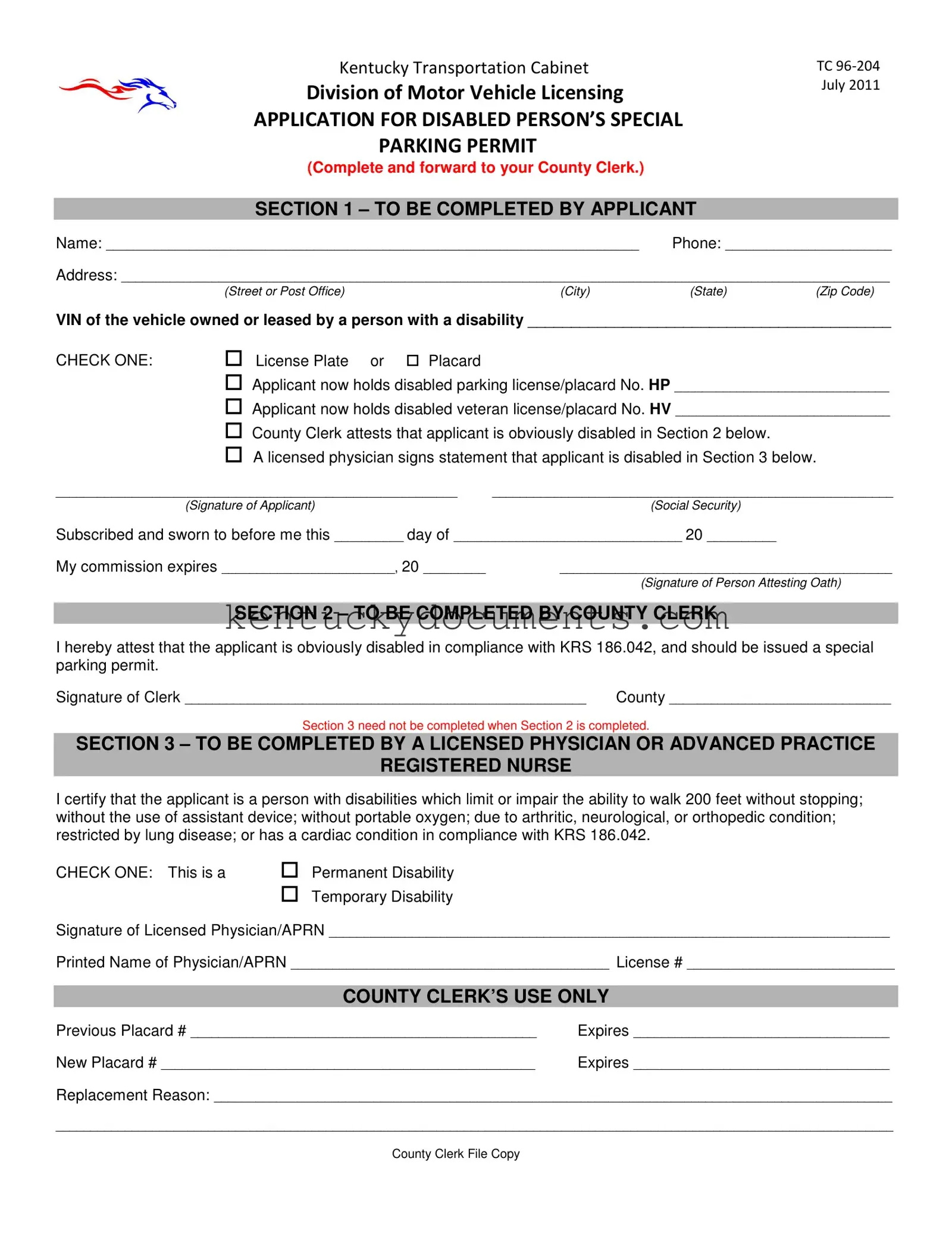 Fill Out a Valid Kentucky Tc 96 204 Form