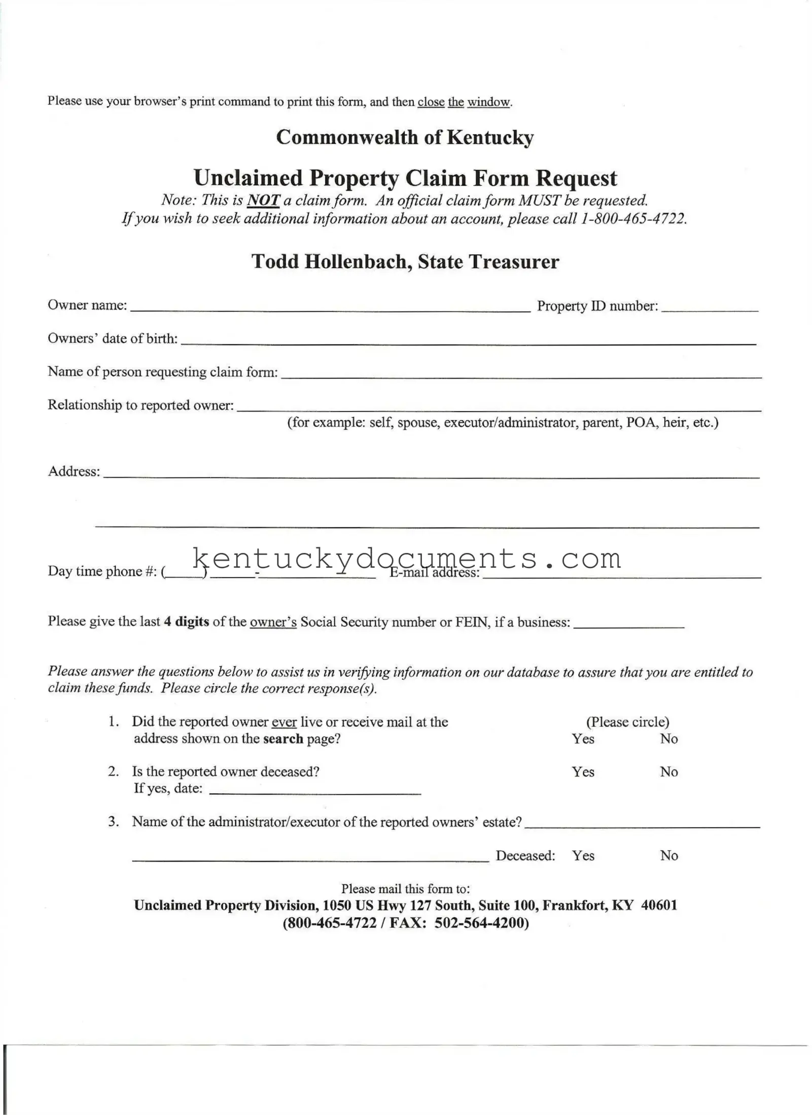 Fill Out a Valid Kentucky Unclaimed Property Reporting Form