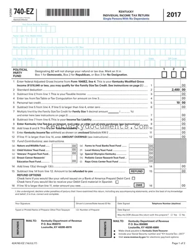 Fill Out a Valid Kentucky 740Ez Form