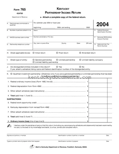 Fill Out a Valid Kentucky 765 Form