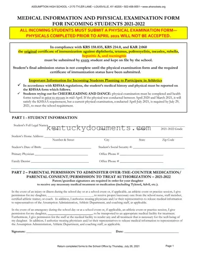 Fill Out a Valid Kentucky High School Sports Form