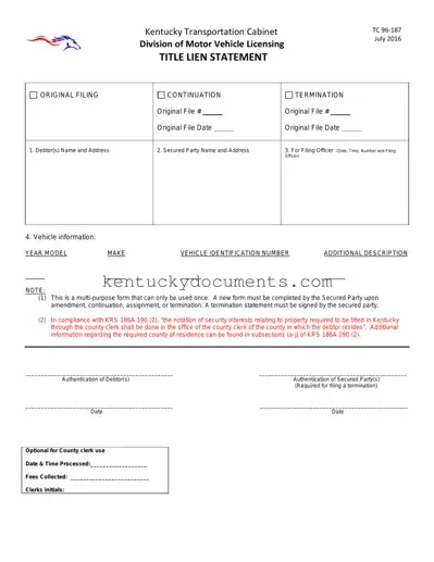 Fill Out a Valid Kentucky Tc 96 187 Form