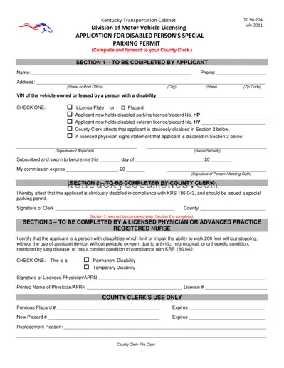 Fill Out a Valid Kentucky Tc 96 204 Form